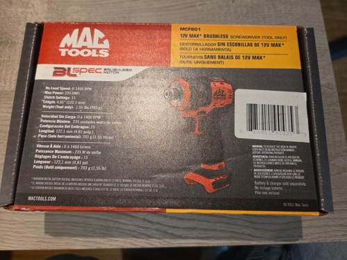 Mac tools mcf601 12v max - tools,